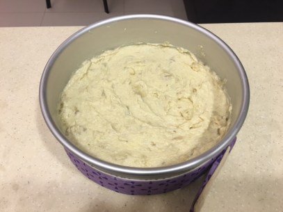 Banana cake ready to go into the oven