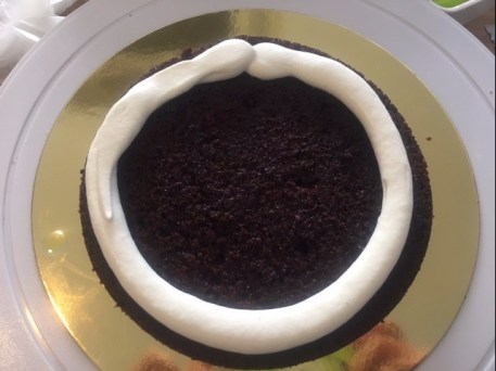 pipe a circle of Chantilly cream around the edge of the cake
